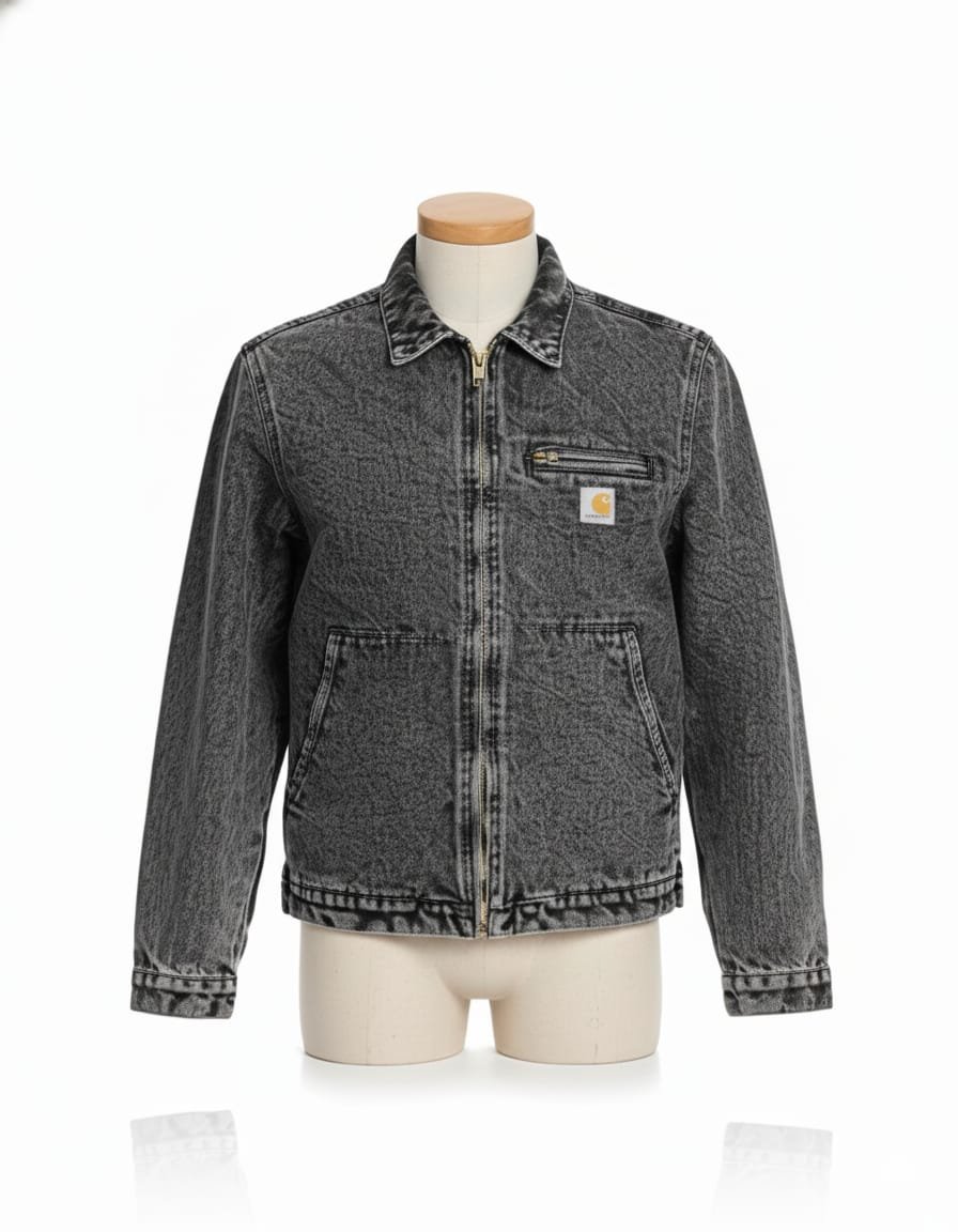 Carhartt Detroit jacket in acid-washed grey denim